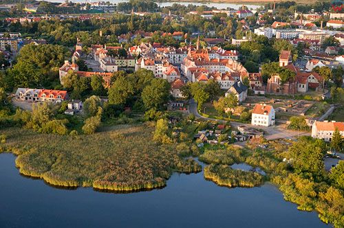 LOTNICZE. Polska, warm-maz. Morag panorama przez jezioro Trzesawiska.